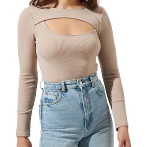 ASTR The Label front cutout long sleeve bodysuit